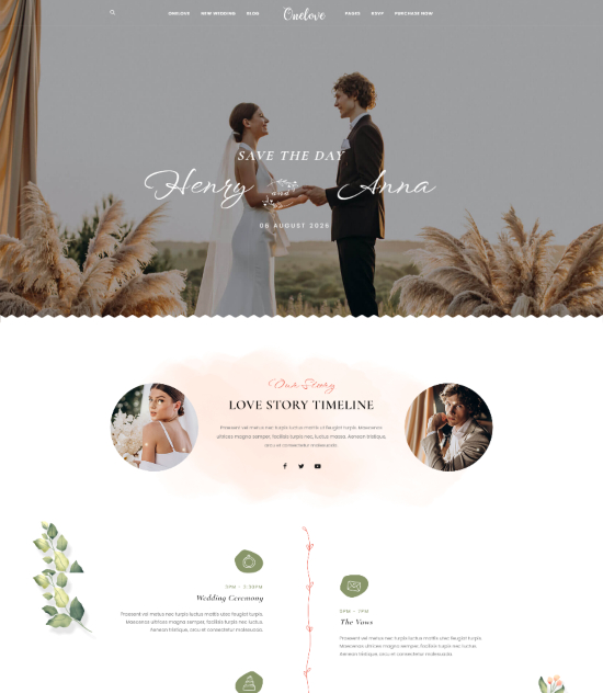 Intro Page – One Love – A Perfect Wedding Multipurpose WordPress Theme
